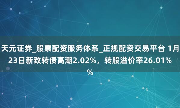 天元证券_股票配资服务体系_正规配资交易平台 1月23日新致转债高潮2.02%，转股溢价率26.01%