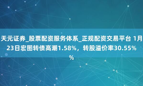 天元证券_股票配资服务体系_正规配资交易平台 1月23日宏图转债高潮1.58%，转股溢价率30.55%